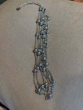 Silver Multi-Strand Beaded Necklace -